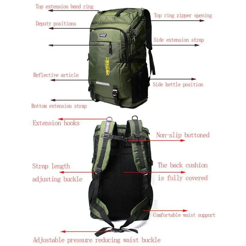 Unisex 50L 80L Hiking Backpack for Travel Camping Gear