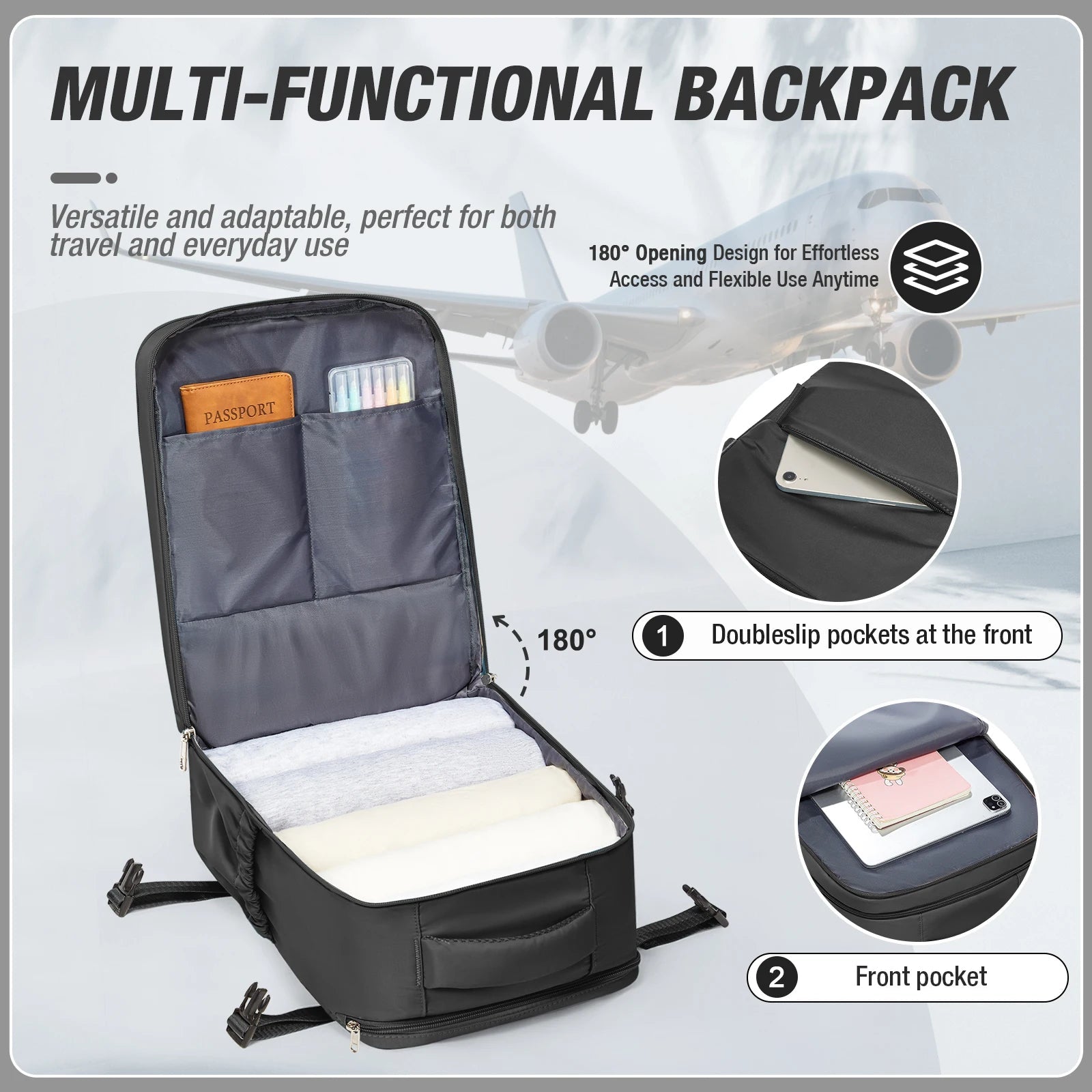 Unisex Luggage Backpack 20 To 35L Waterproof Carry On Travel Laptop Backpack Pro