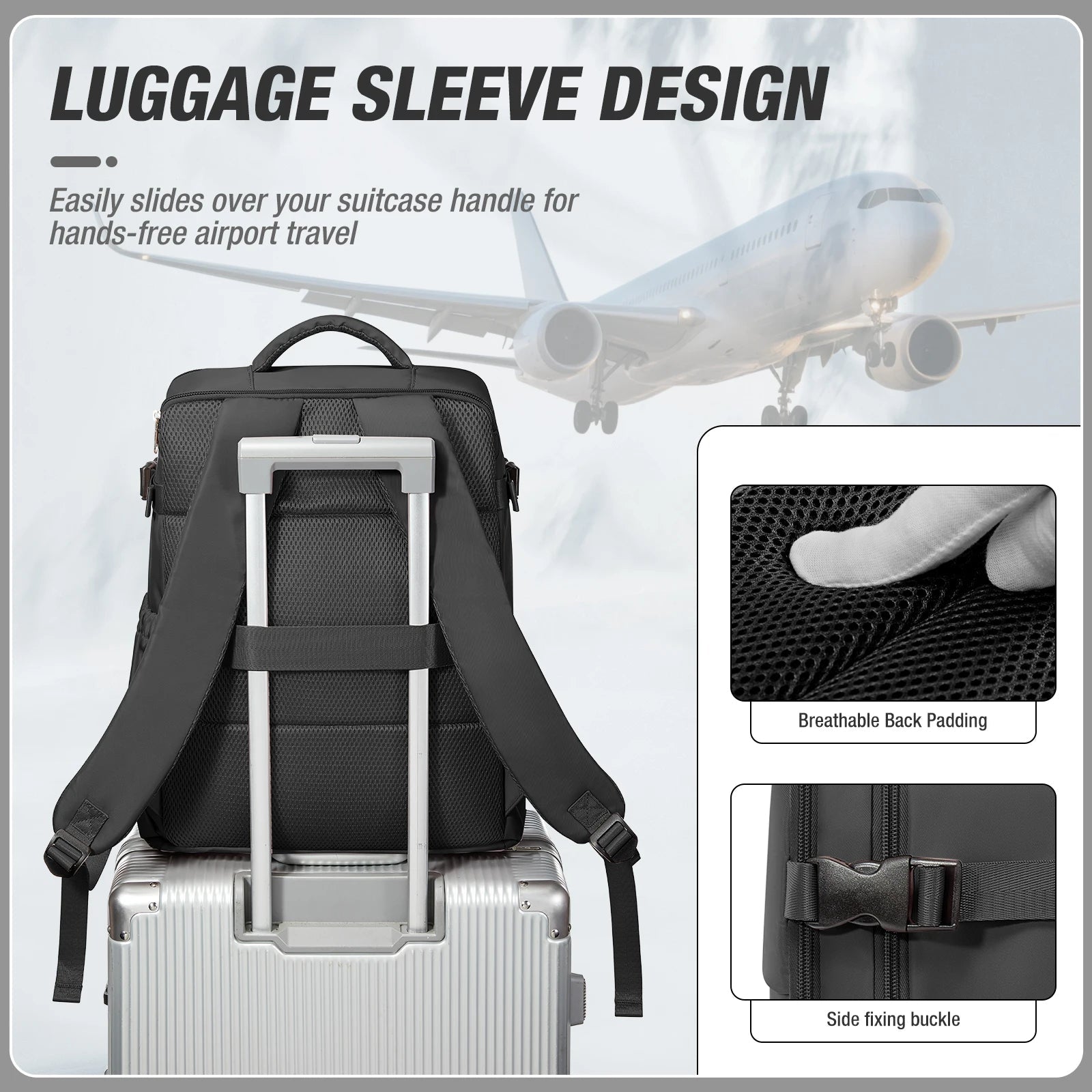 Unisex Luggage Backpack 20 To 35L Waterproof Carry On Travel Laptop Backpack Pro
