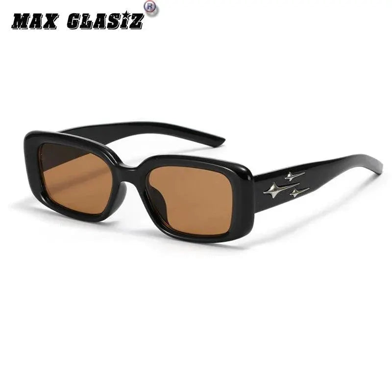 Unisex Retro Pentagram Narrow Frame Square Sunglasses