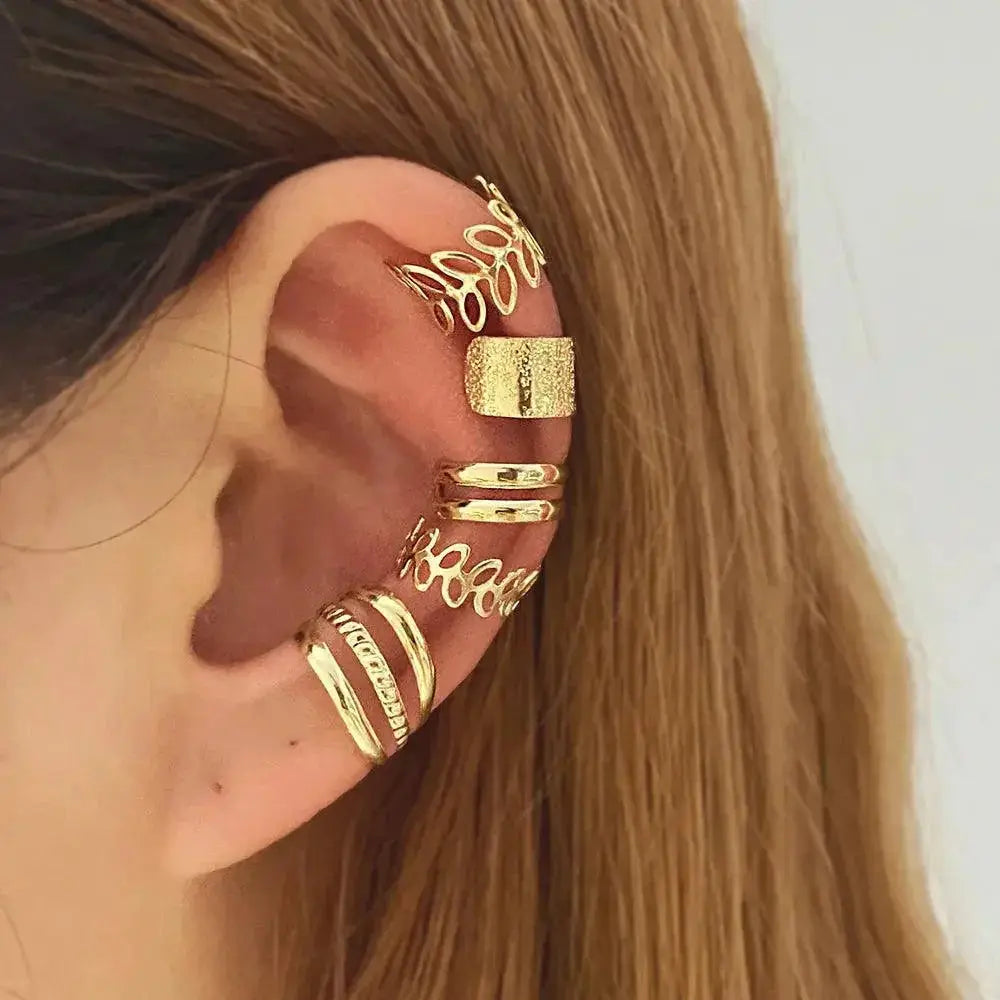 Unisex Silver Leaf Ear Cuffs Trendy Non Piercing Earrings