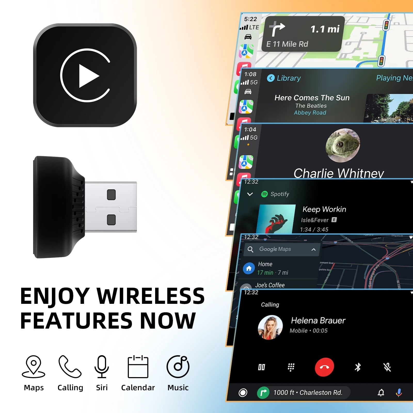 Universal CarPlay Android Auto 2In1 Wireless Adapter Compact Box - Plug And Play
