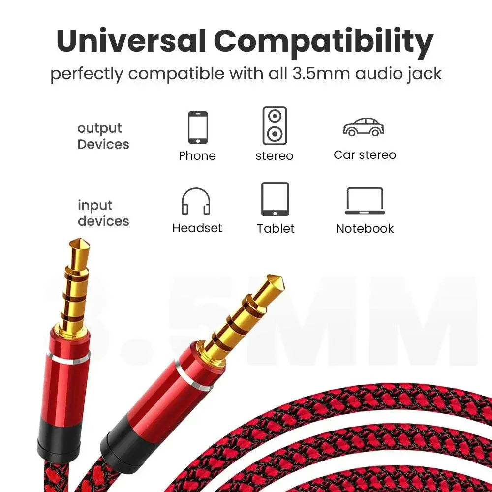 Universal Nylon Braid Aux Cable Crisp Sound Versatility