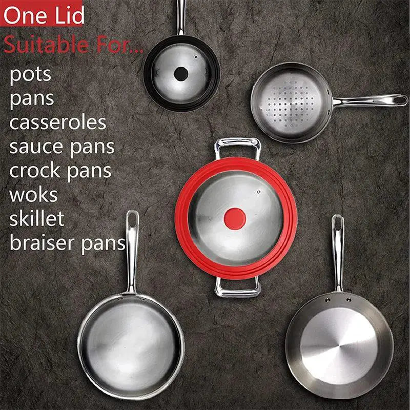 Universal Tempered Glass Pot Lid Silicone Rim Cover