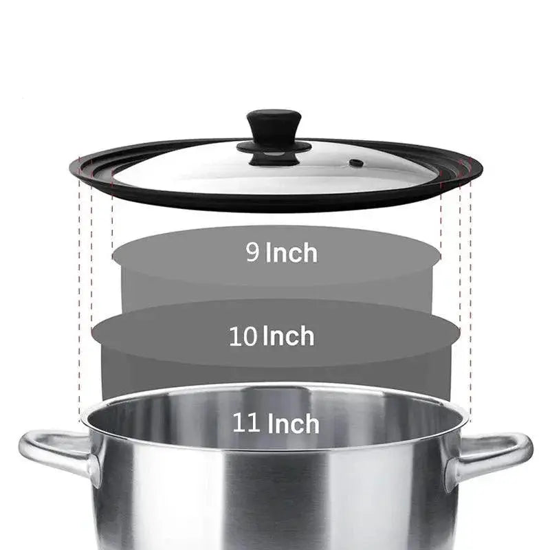 Universal Tempered Glass Pot Lid Silicone Rim Cover