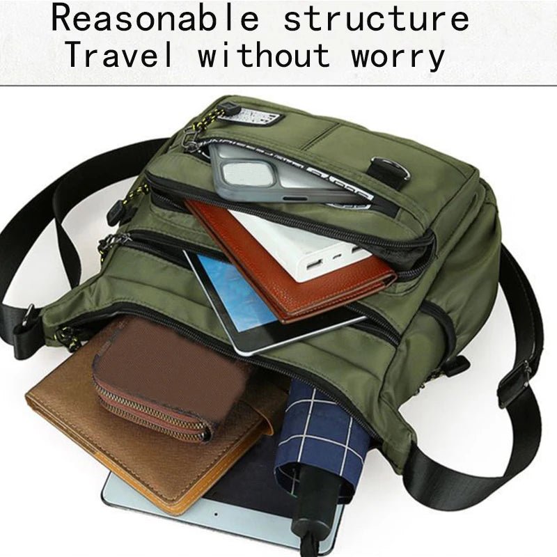 UrbanEdge Mens Crossbody Bag - Lightweight Layered Pockets And Adjustable Strap.