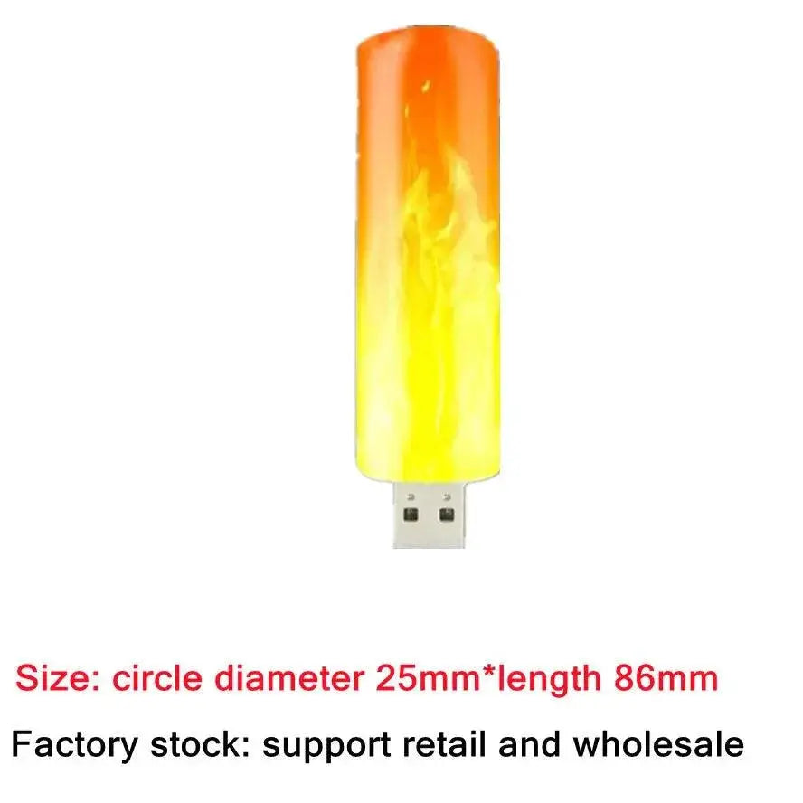 USB Atmosphere Light LED Flame Candle Lamp for Camping