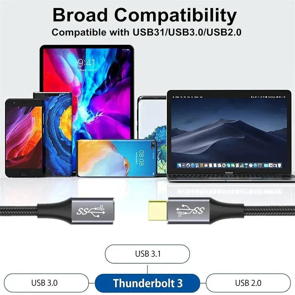 USB C PD Fast Charging Extension Cable for 4K Video