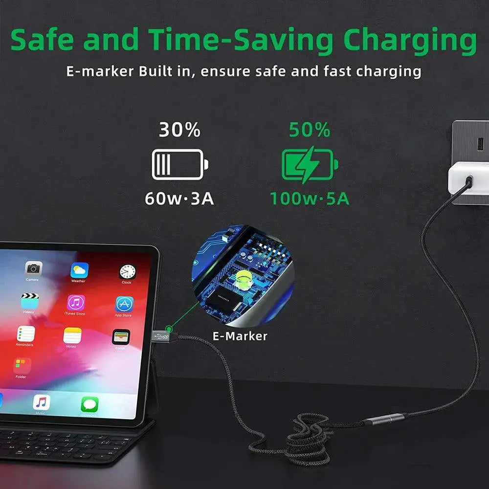 USB C PD Fast Charging Extension Cable for 4K Video