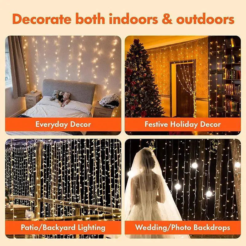 USB Fairy Curtain Lights 8 Modes For Home And Garden Decor