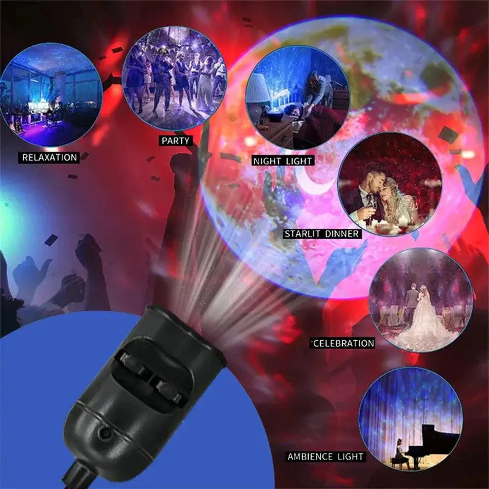 USB Galaxy Projector Lamp Double Lens Night Light Decor