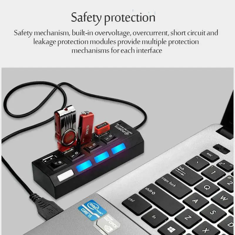 USB Hub Multiport Splitter For Expanded Connectivity