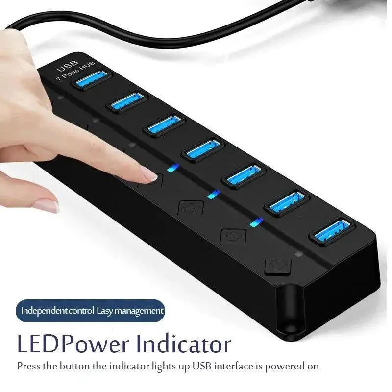 USB Hub Splitter Expandable Multiport Adapter With Switches