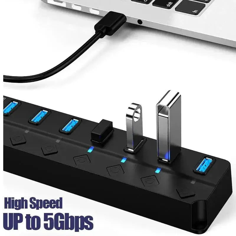 USB Hub Splitter Expandable Multiport Adapter With Switches