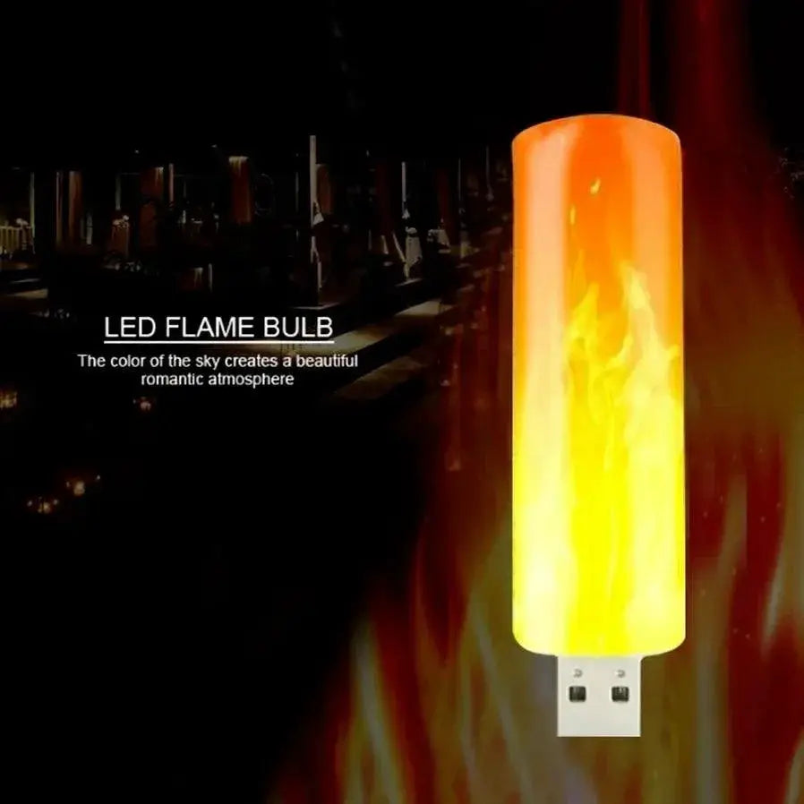 USB LED Atmosphere Light Flame Flashing Candle Lamp