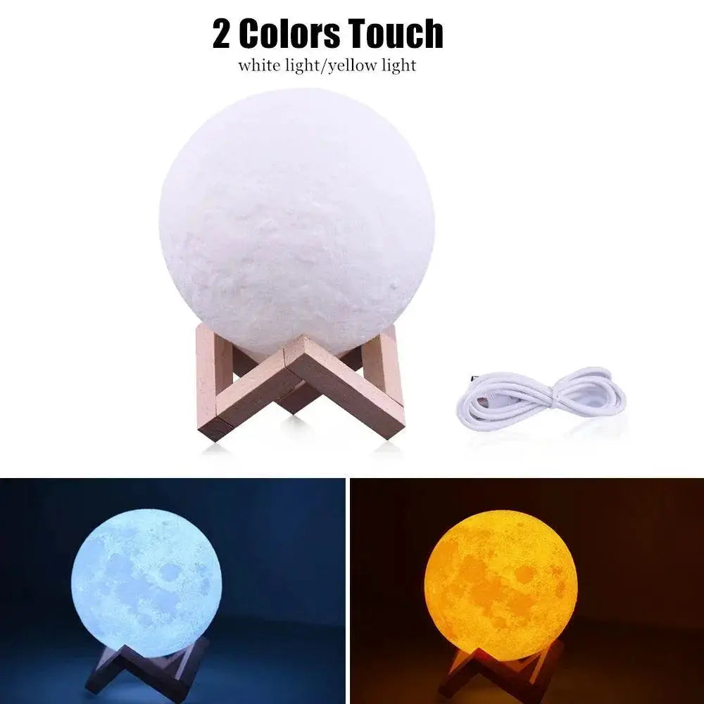Moon Lamp USB 3D Printed Dimmable Color Change Night Light