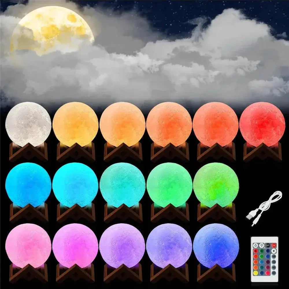 Moon Lamp USB 3D Printed Dimmable Color Change Night Light