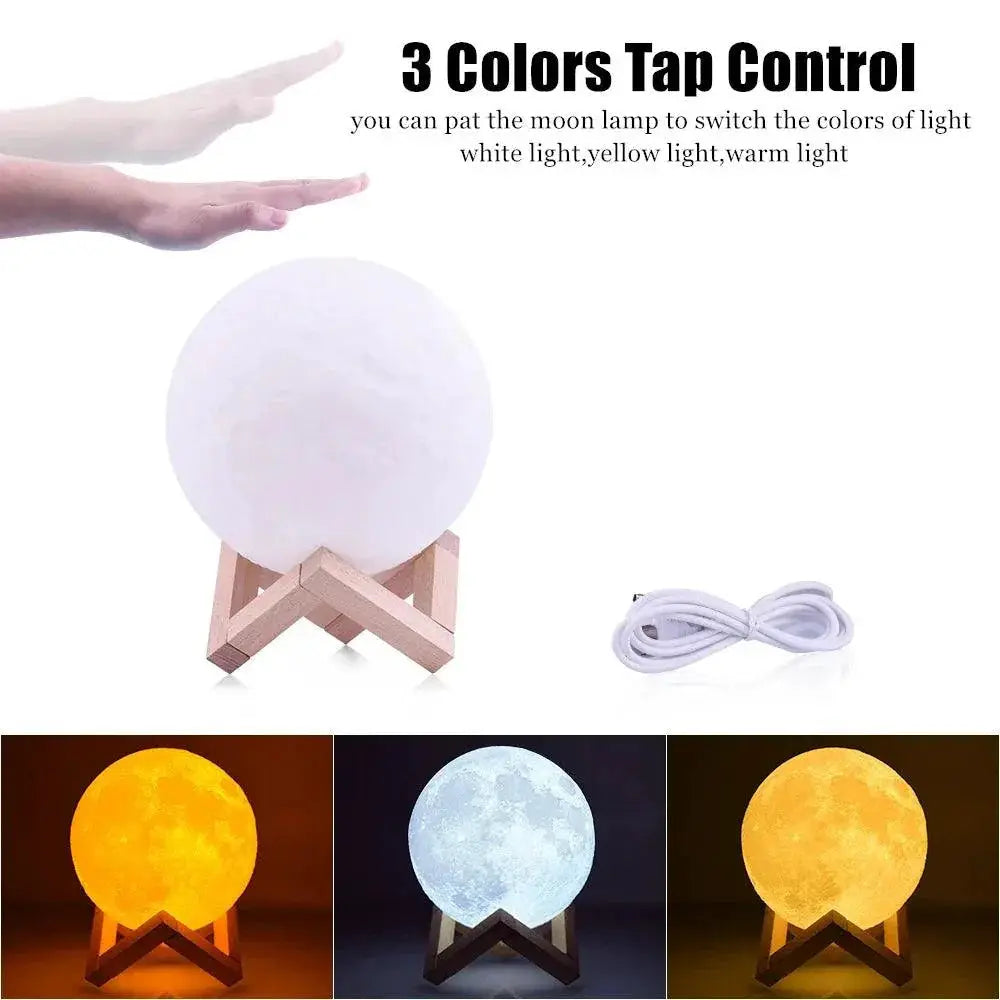 Moon Lamp USB 3D Printed Dimmable Color Change Night Light