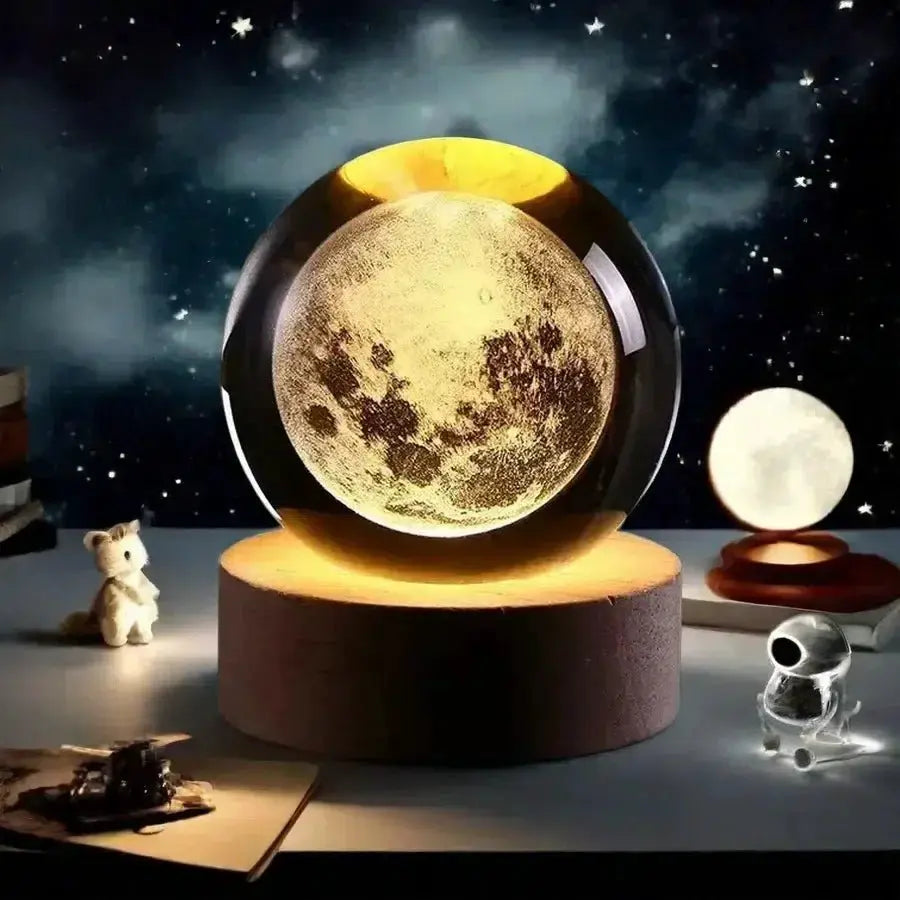 USB Powered Galaxy Crystal Ball Lamp 3D Moon Light