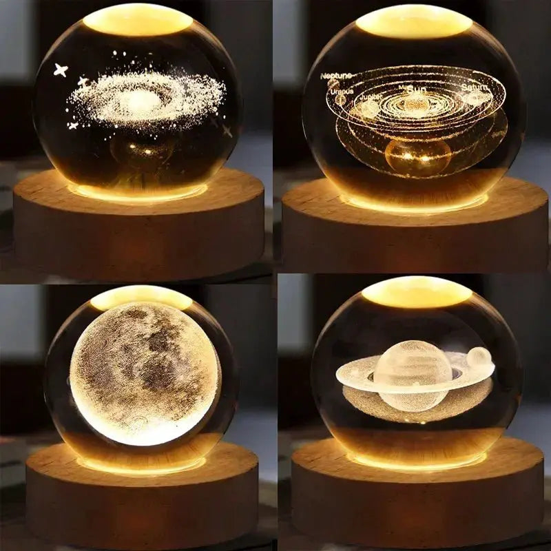 USB Powered Galaxy Crystal Ball Lamp 3D Moon Light