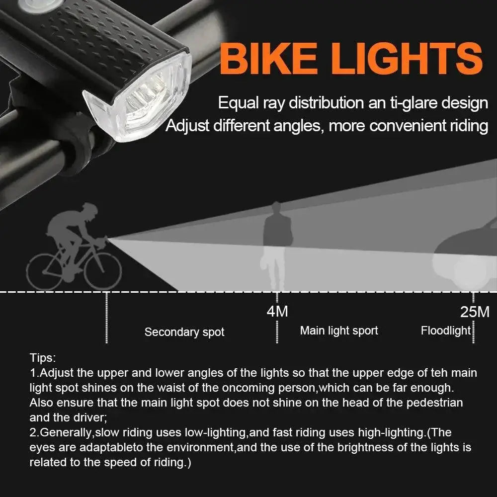 USB Rechargeable Bike Light Set For Night Visibility