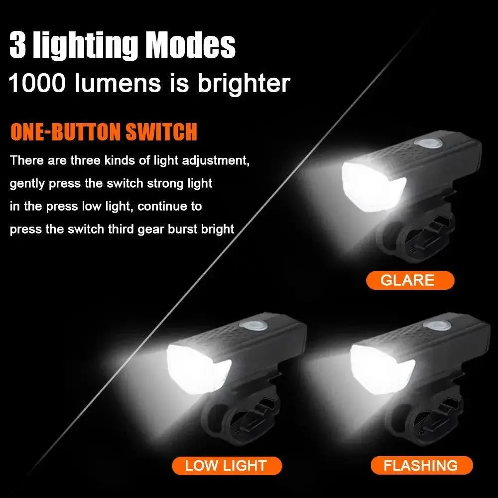 USB Rechargeable Bike Light Set For Night Visibility