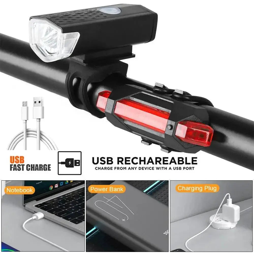 USB Rechargeable Bike Light Set For Night Visibility