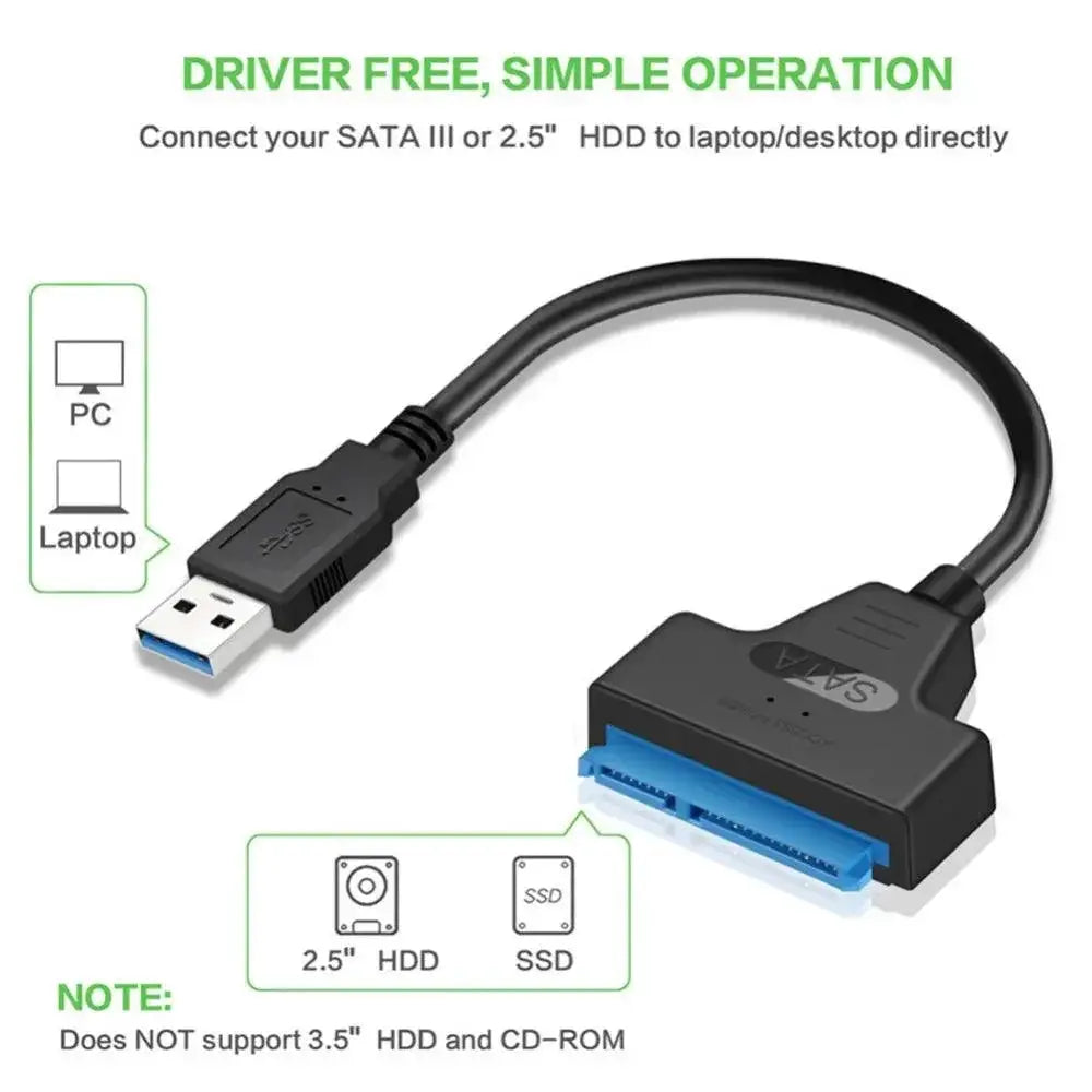 USB to SATA Cable Adapter High Speed Transfer for HDDs
