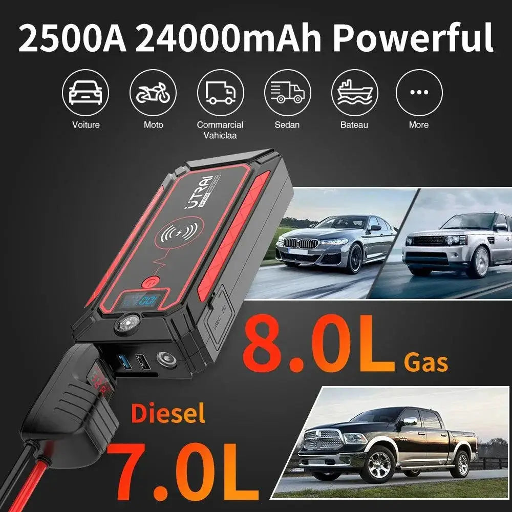 2500A Multifunctional Jump Starter Power Bank Device