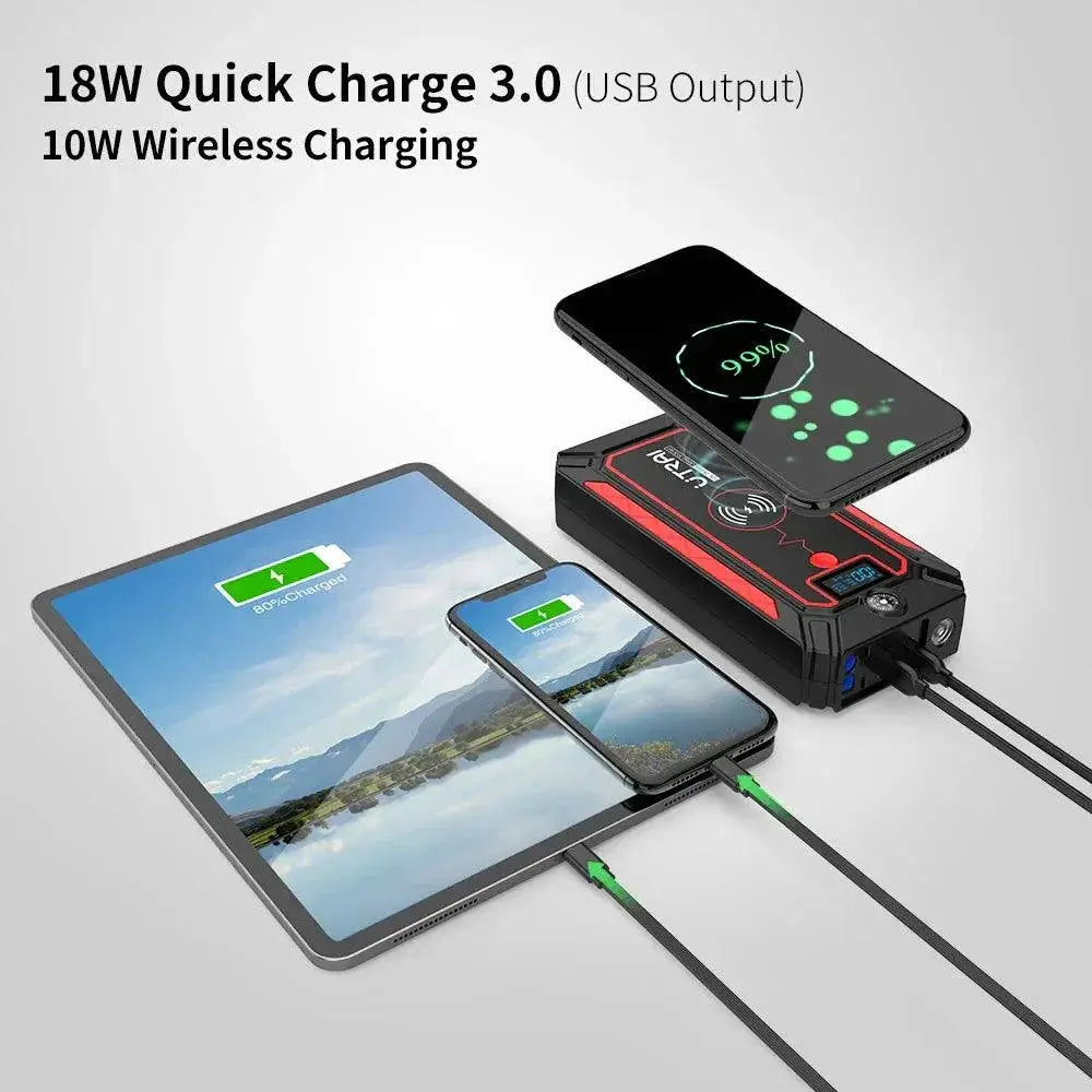 2500A Portable Jump Starter With Wireless Charging Power