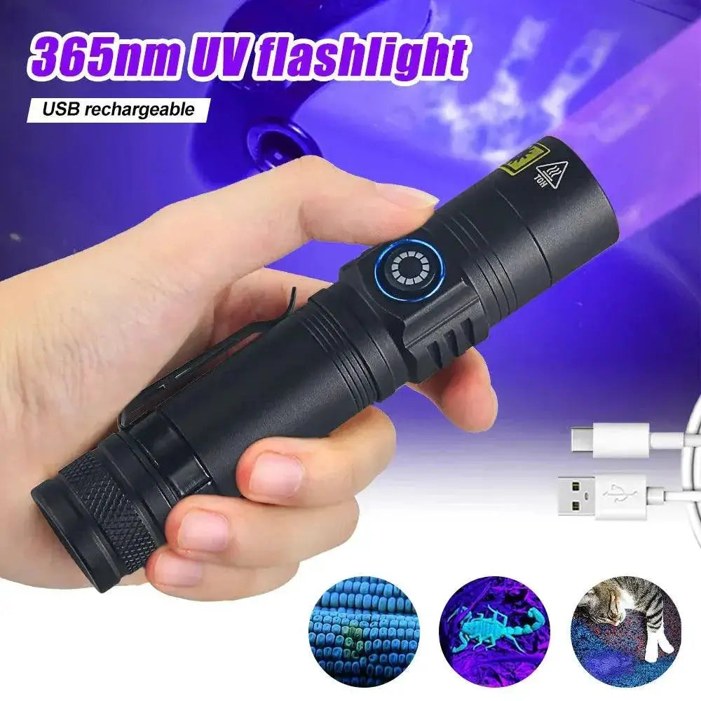 Rechargeable UV Flashlight Blacklight Pet Urine Detection