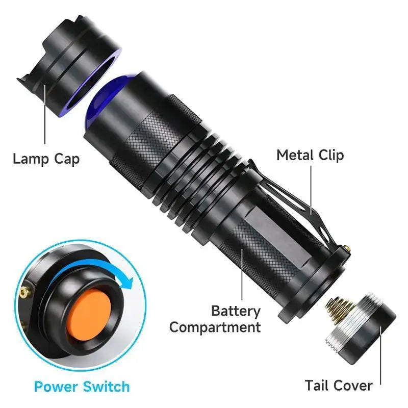 UV LED Blacklight Portable Violet Light Detector 395nm Torch