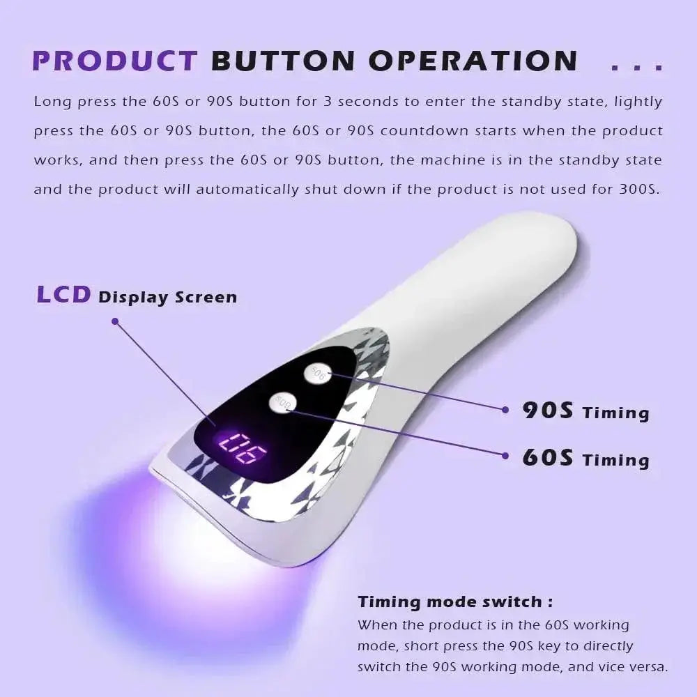 UV LED Nail Dryer Handheld Gel Nail Lamp For Salon