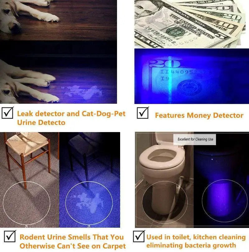 UV Mini Black Light Flashlight For Pet Urine Detection Tool