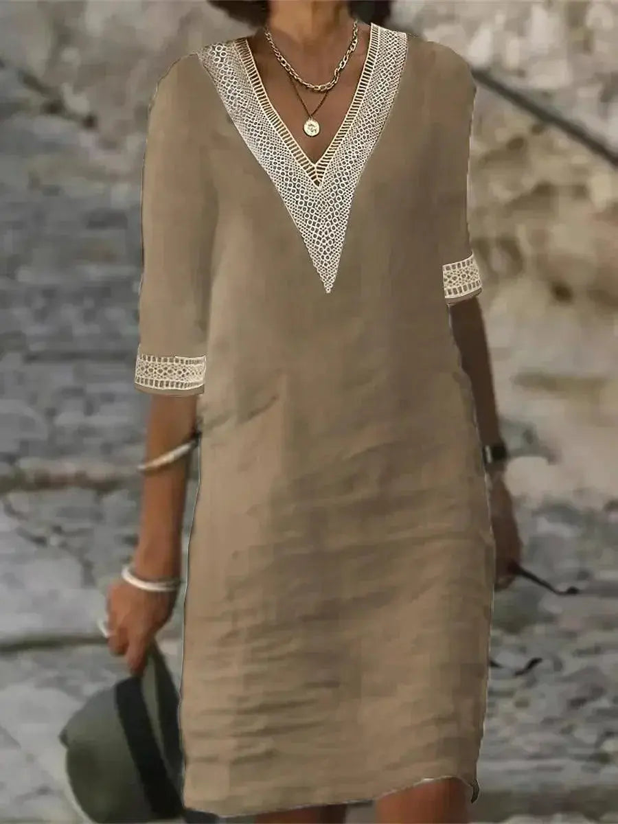 V Neck Linen Dress Chic Summer Fashion Essential 2023