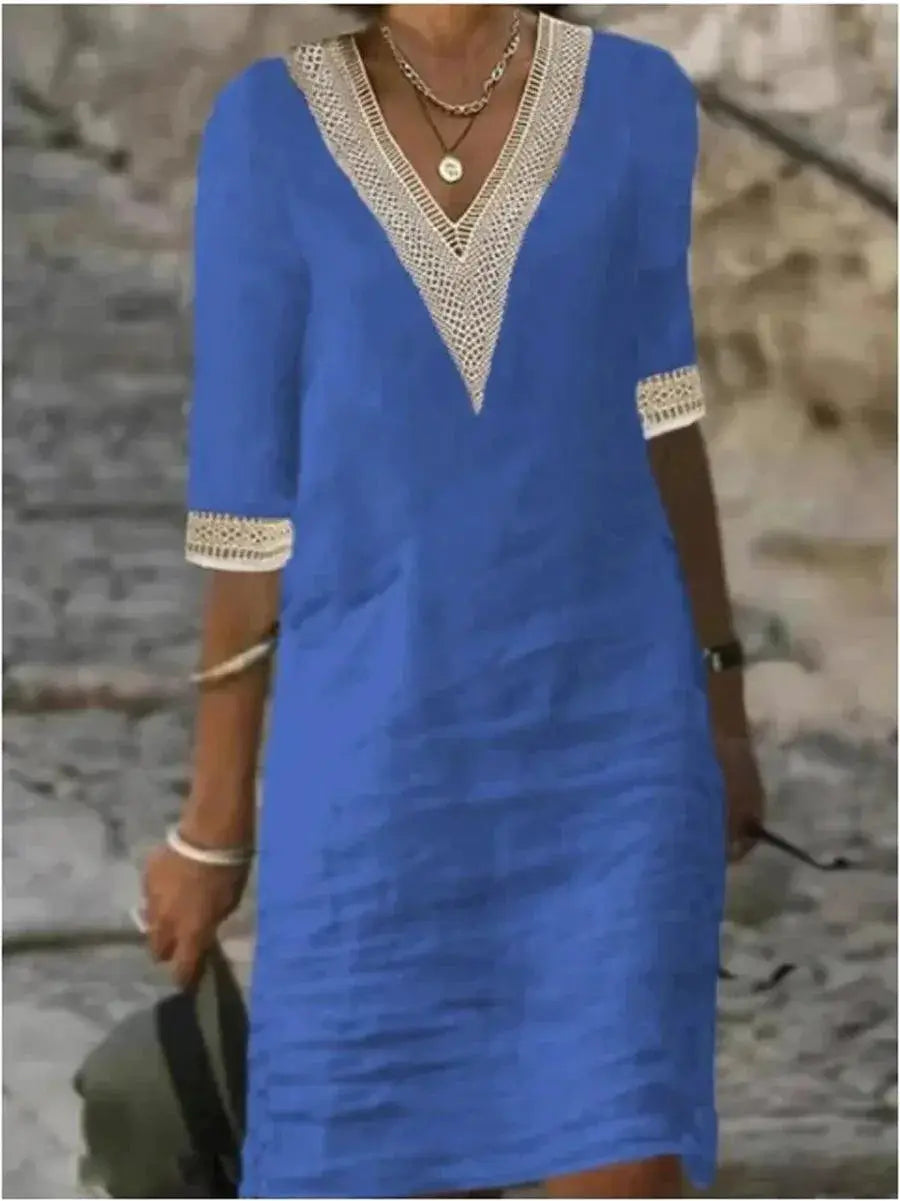 V Neck Linen Dress Chic Summer Fashion Essential 2023