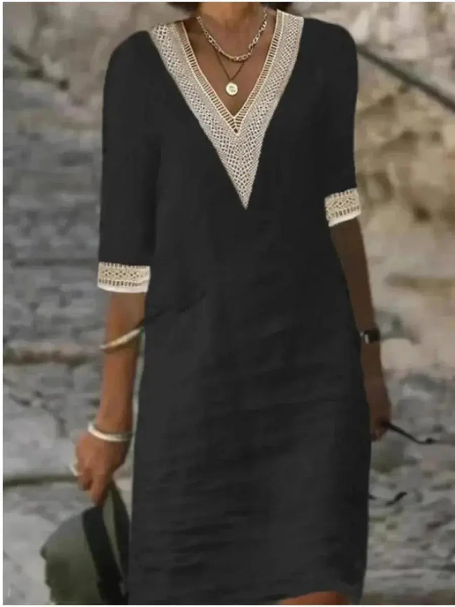 V Neck Linen Dress Chic Summer Fashion Essential 2023
