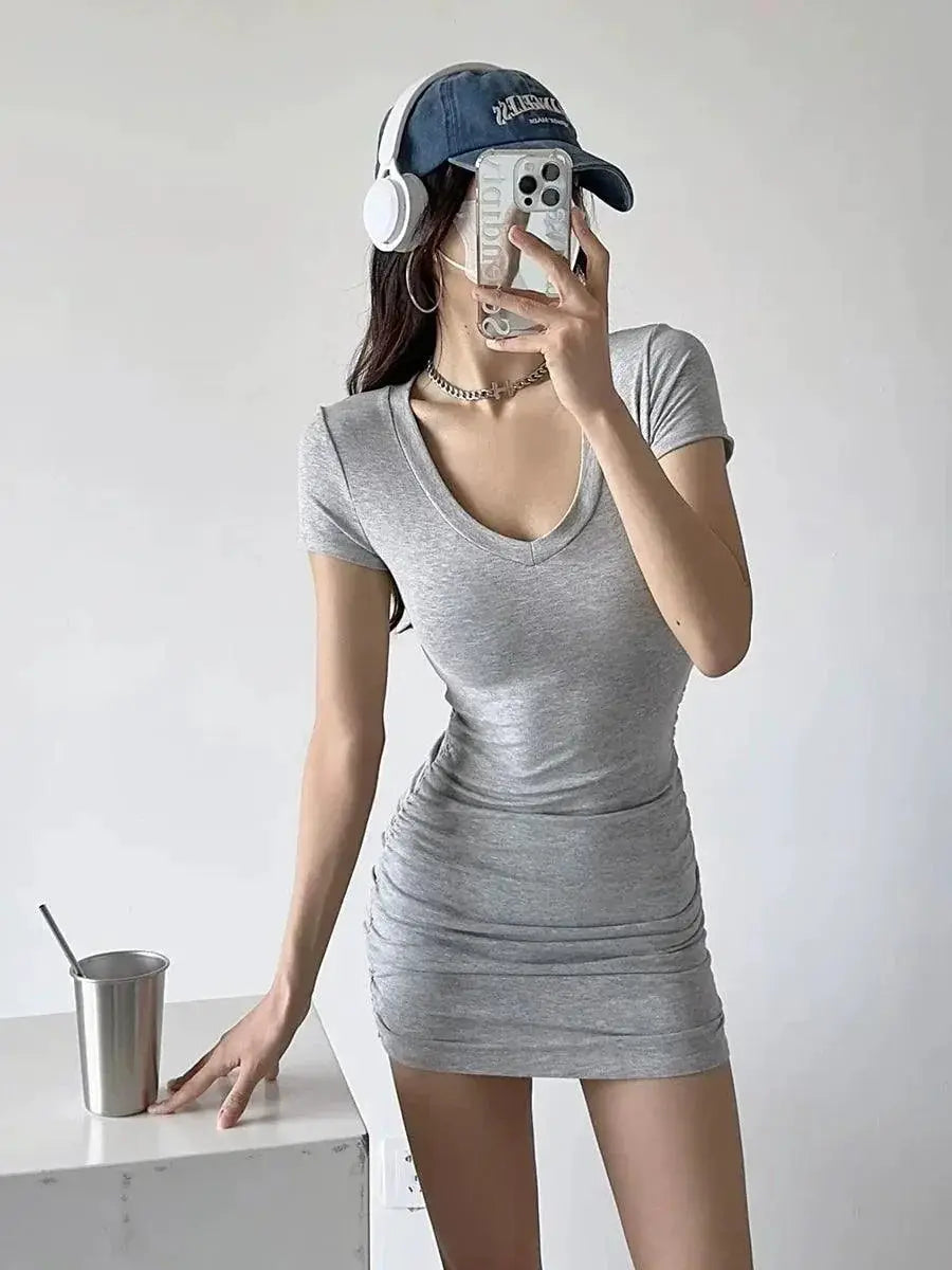 V Neck Sheath Dress Summer Style High Quality Fashion