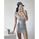 V Neck Sheath Dress Chic Summer Style High Quality Fashion