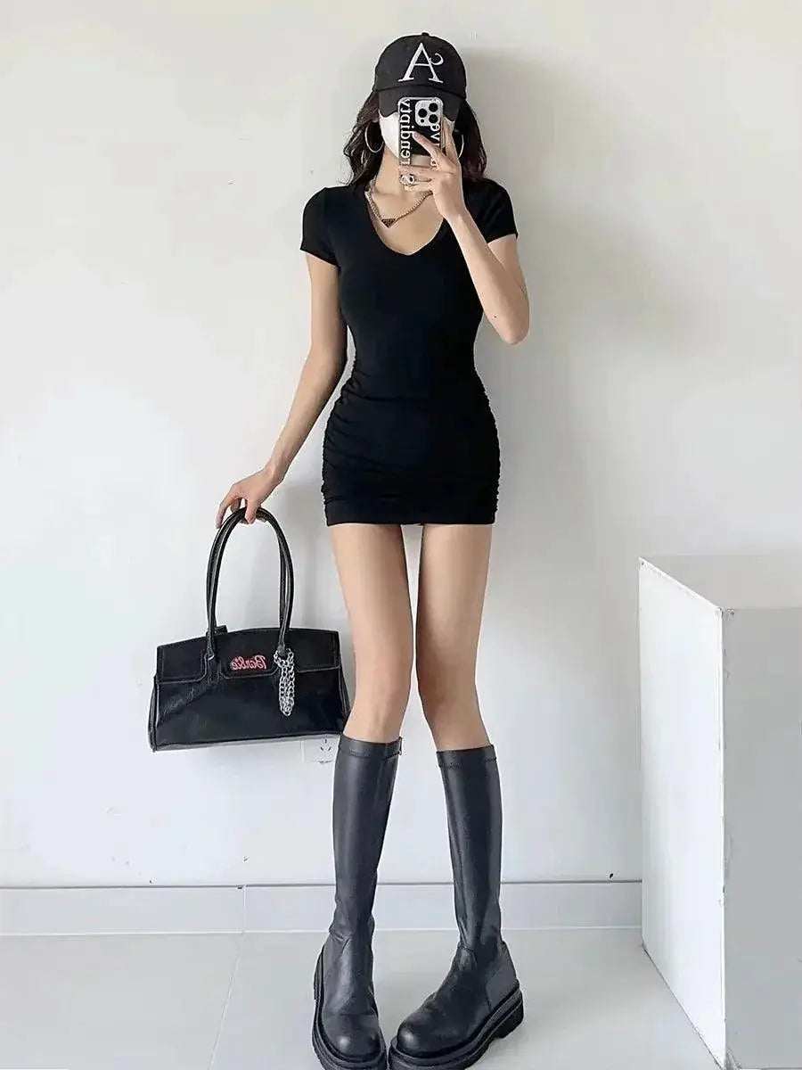 V Neck Sheath Dress Summer Style High Quality Fashion