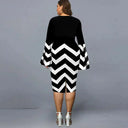 V-Neck Striped Sheath Dress for Work