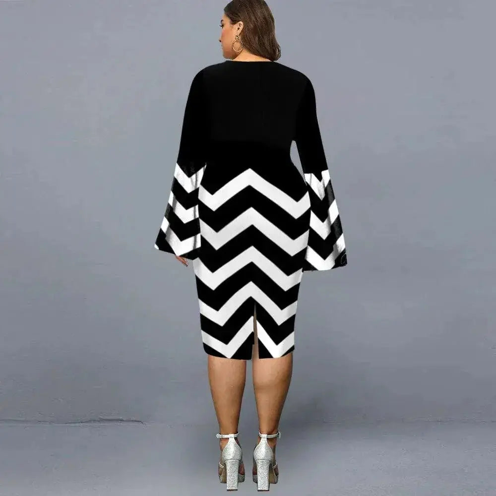 V Neck Striped Sheath Dress Spring Chic Commute Style
