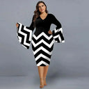 V Neck Striped Sheath Dress Spring Chic Commute Style