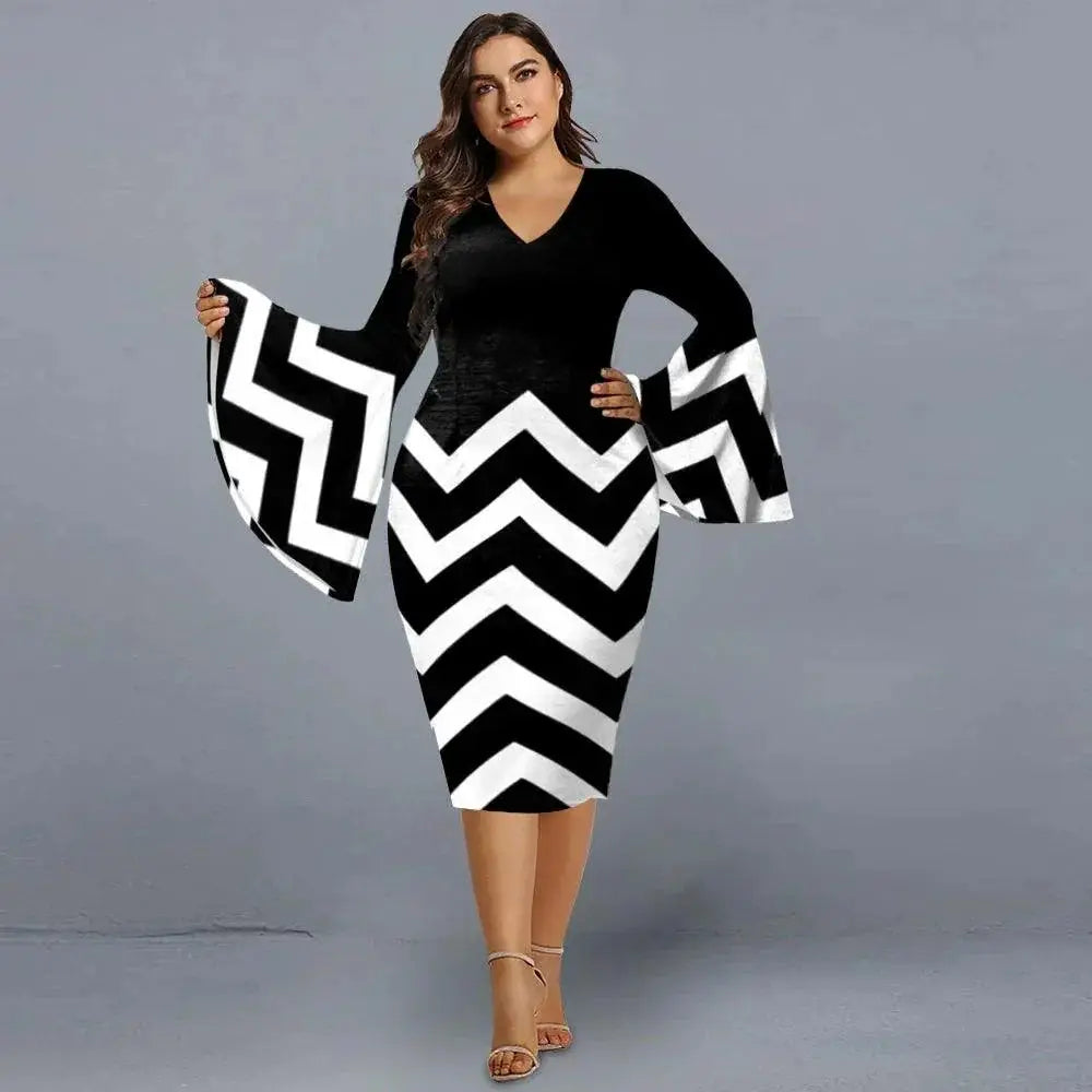 V Neck Striped Sheath Dress Spring Chic Commute Style