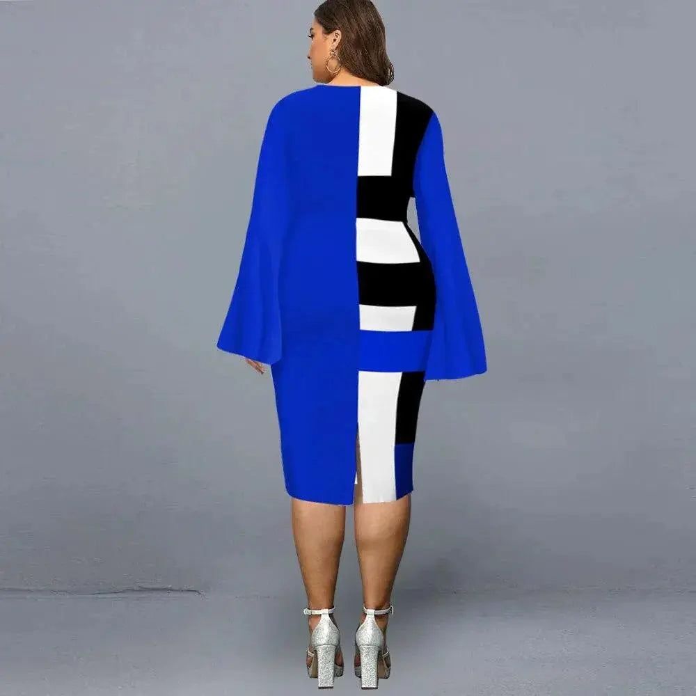 V Neck Striped Sheath Dress Spring Chic Commute Style