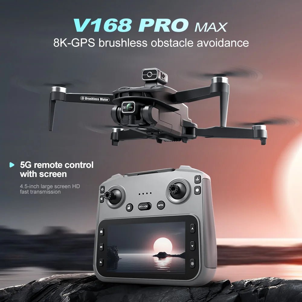 V168 Pro MAX GPS Drone - 8K Camera, 5G WiFi FPV, 360 Obstacle Avoidance Foldable