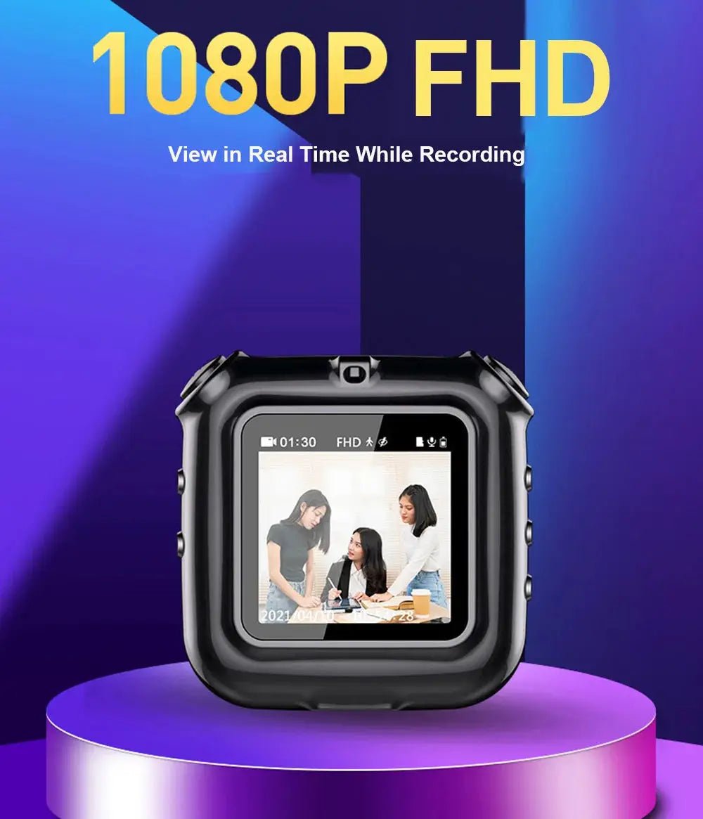 V9 Mini Clip Necklace Camera 1080P Portable Cam With Display Screen On The Go
