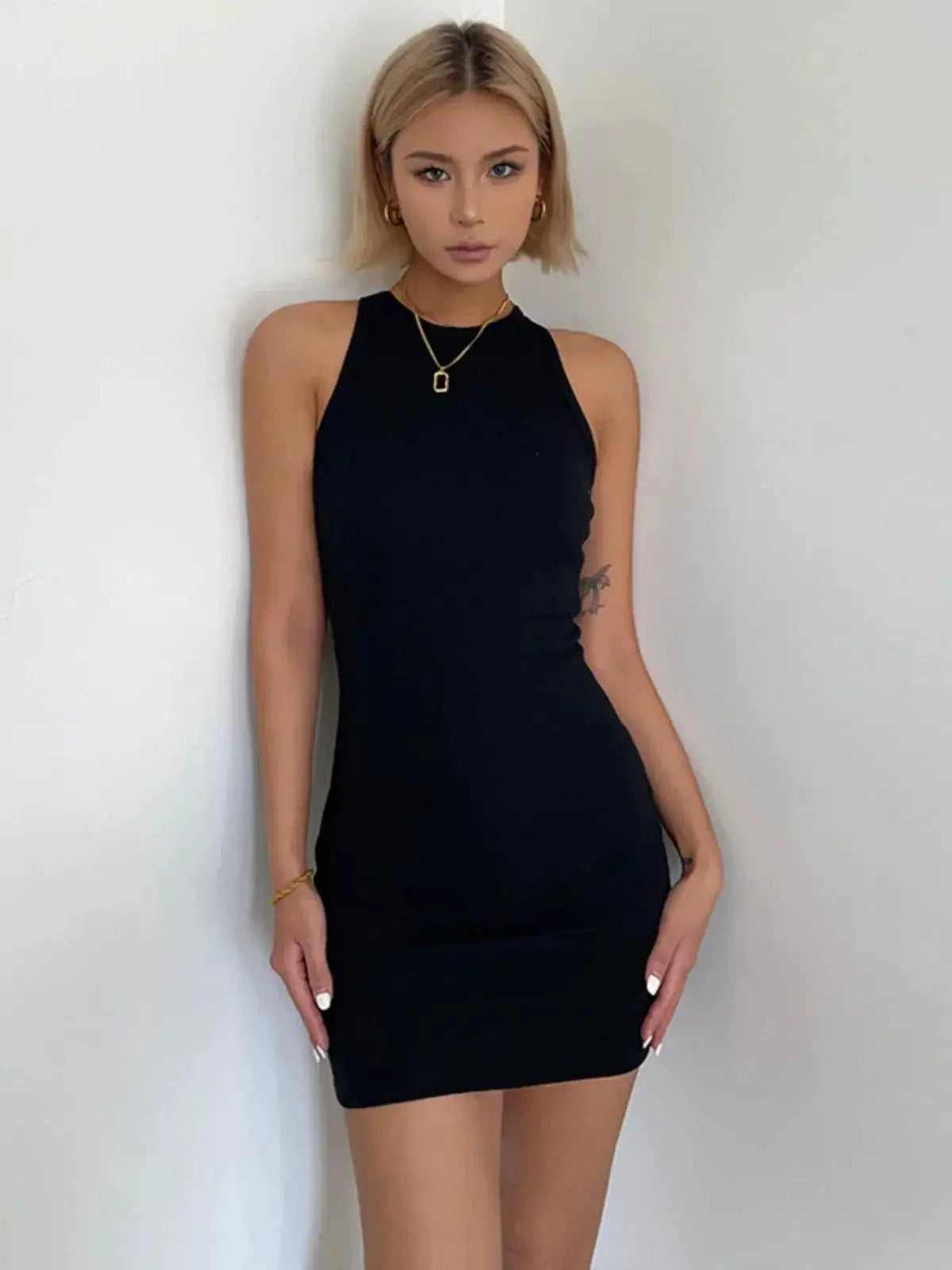 Vacation Chic Open Back Halter Dress For Yacht Parties