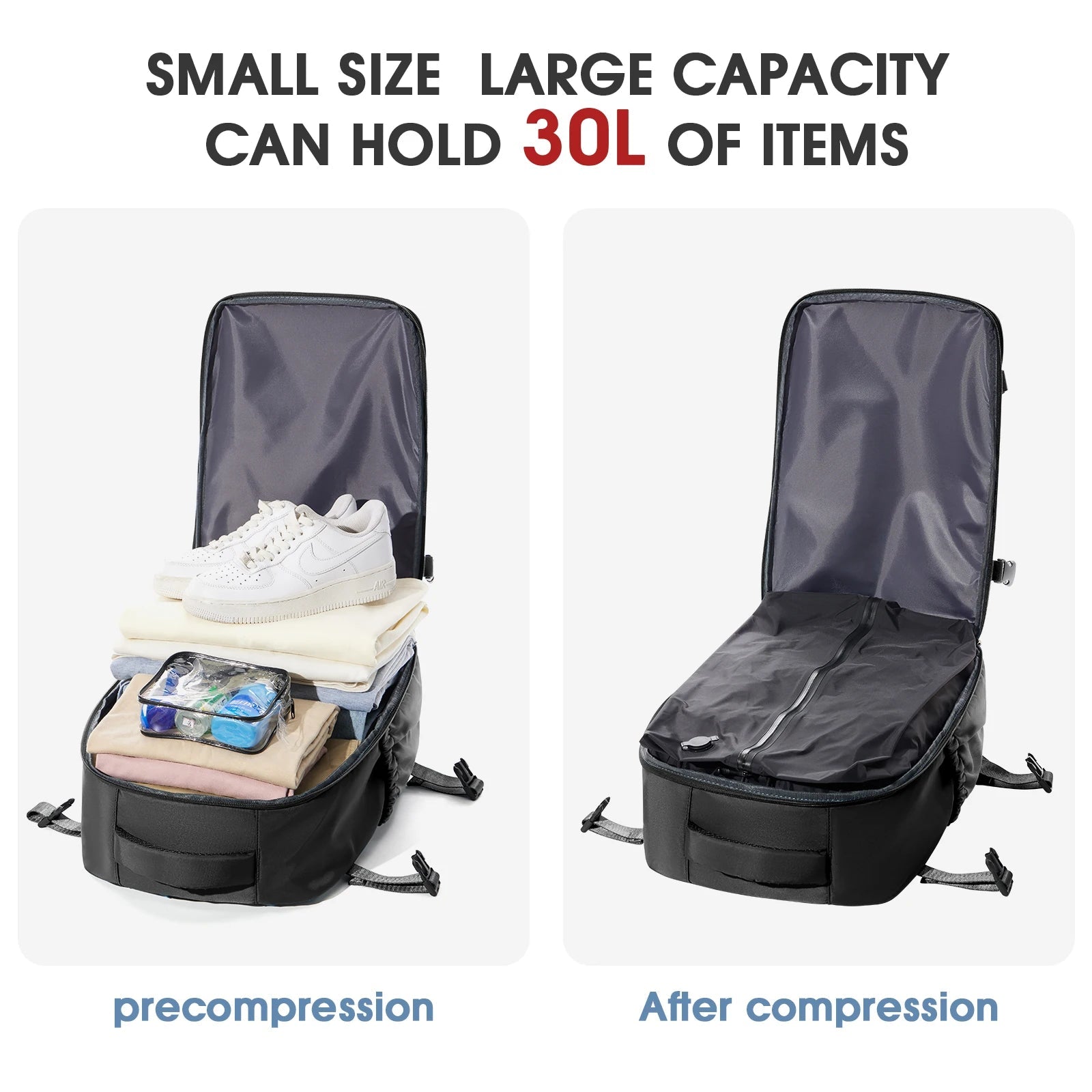 Vacuum Expandable Travel Backpack 20 - 35L Laptop Bag Unisex For Men And Women Pro