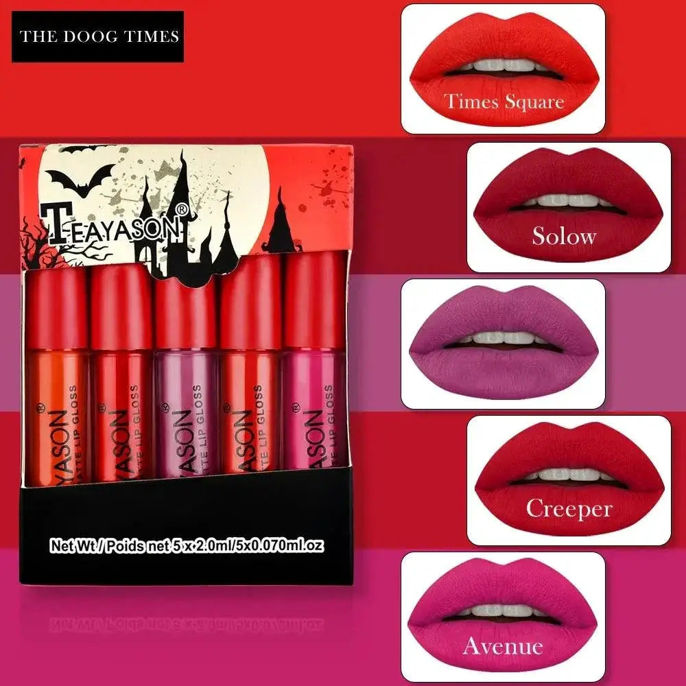 Vampy Matte Lipstick Set 5 Pack Bold Lip Shades Collection